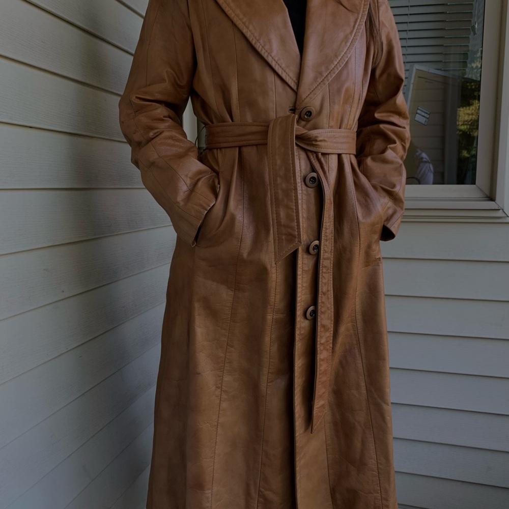 Vintage Casablanca Leather Trench Coat with Belt